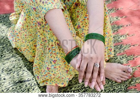 Indian Girl Complete A Rasam In Wedding Ritual