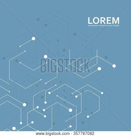 Technical Background With Hexagon Line And Dots