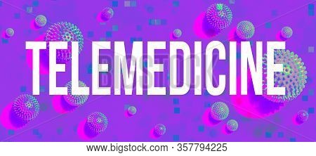 Telemedicine Theme With Viral Objects Flatlay Overhead View