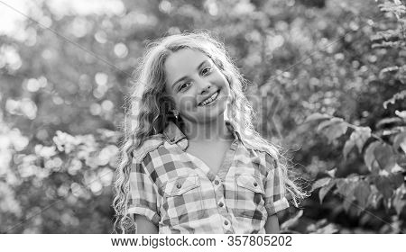 Childrens Day. Pretty Child Outdoor. Natural Beauty. Small Girl Long Hair. Happy Childhood. Perfect 