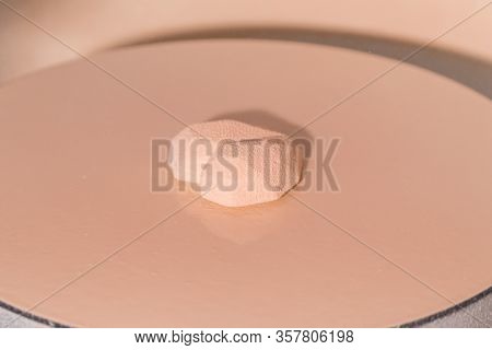 Close-up Of Confectioner Decorates The Cake With Velour Using The Spray Gun.