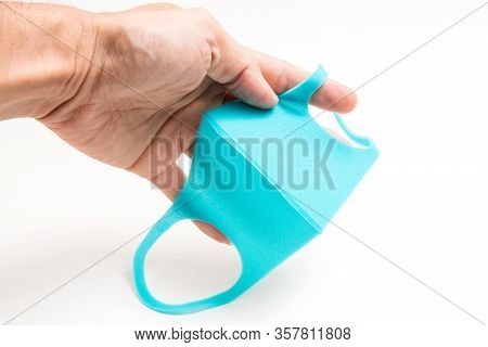 Blue Anti Virus Mask In White Background