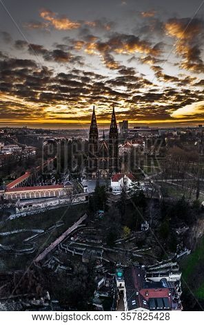 The Basilica Of St Peter And St Paul Is A Neo-gothic Church In Vyšehrad Fortress In Prague, Czech Re