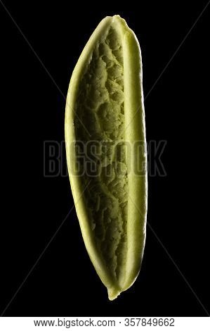 Macro Photo Of Foglie Spinach Pasta Isolated On Black With Clipping Path