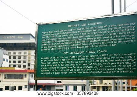Kota Kinabalu, My - June 21: Atkinson Clock Tower Signage On June 21, 2016 In Kota Kinabalu, Malaysi