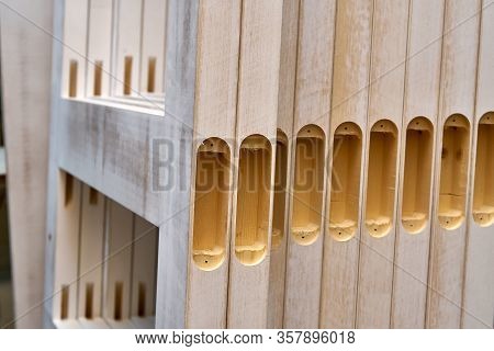 Joinery. Stacked Door Leafs. Wood Door Manufacturing Process. Furniture Manufacture.