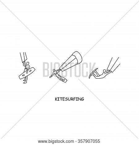 Kitesurfing Icon. Outline Illustration Of Kitesurfing Vector Icon For Web