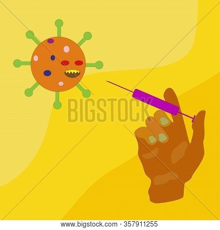 Syringe In Hand Fight Covid-19 Corona Virus