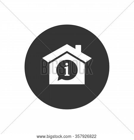 House With Info Mark Inside Icon. Vector Illustration