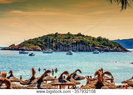 Sant Elm, Mallorca, Spain - June 04, 2016:\nthe Bay Of Sant Elm The Beach With A View Of The Dragon 