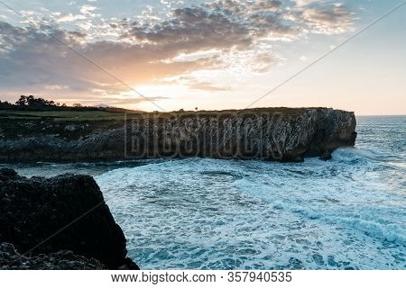 Cliffs At Bufones Of Pria In The Cantabrian Sea, Asturias