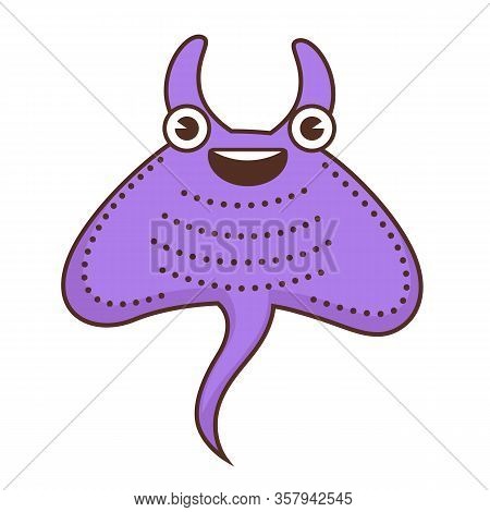 Devil Fish Cartoon Character With Smile On Face