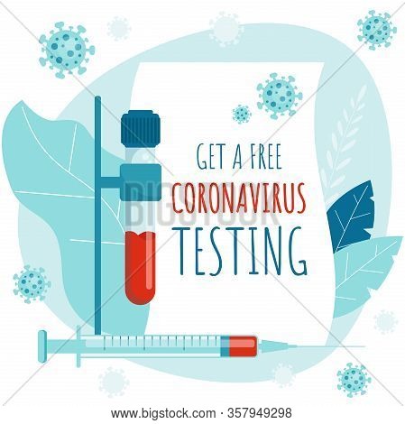 Free Hiv Testing. Aids Poster Design. Hiv Test Tube And Syringe.