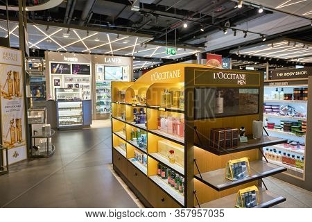 MUNICH, GERMANY - CIRCA JANUARY, 2020: Duty Free in Munich Airport.