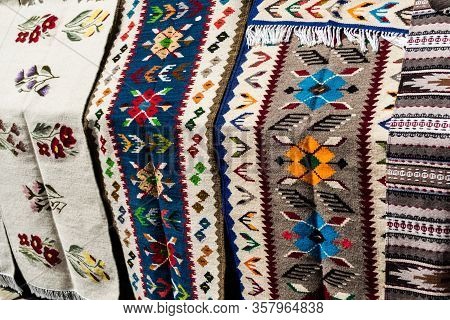 Manastirea Humor, Suceava, Romania - June 19, 2019: Carpet With Traditional Motifs From Bucovina, No