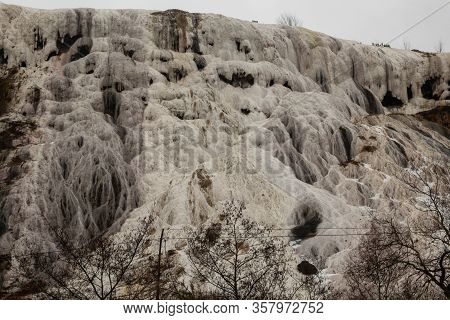 Akkaya Travertines, Bolu Province In Winter. Turkey