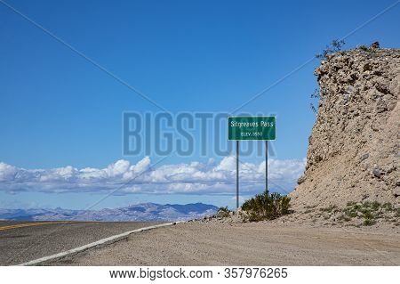 Scenic Landscape Of Route 66 Near Oatman At Sitgraves Pass