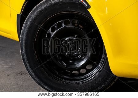 Opel Corsa -close-up Car Wheel And New Tires .novosibirsk, Russia - February 15, 2020