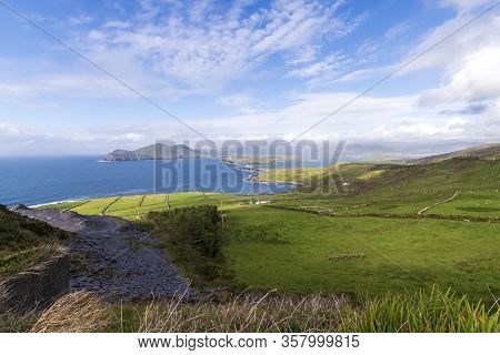 Beautiful View Of Valentia Island Lighthouse At Cromwell Point. Locations Worth Visiting On The Wild