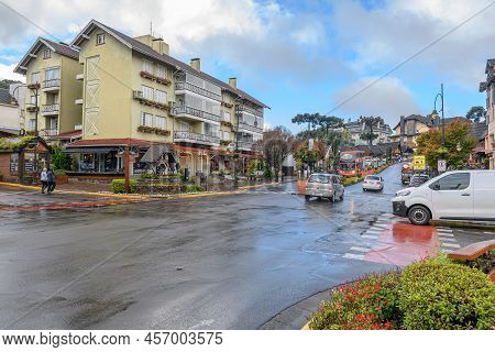 Gramado, Rs, Brazil - May 17, 2022: View Of Borges De Medeiros Avenue, Main Tourist Avenue Of Gramad