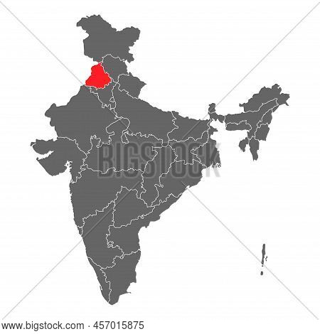 India Map Graphic, Travel Geography Icon, Indian Region Punjab, Vector Illustration .