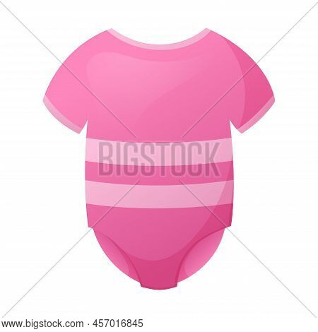 Cute Baby Clothes, Pink Girl Slip. Vector Cartoon Illustration.