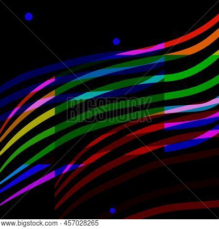 Abstract Background With Colorful Lines On A Black Background With A Square Inside