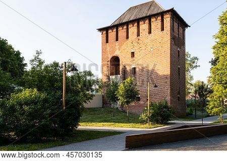 Ancient Simeonovskaya Tower Of Kolomna Kremlin In Old Kolomna City On Sunny Summer Evening