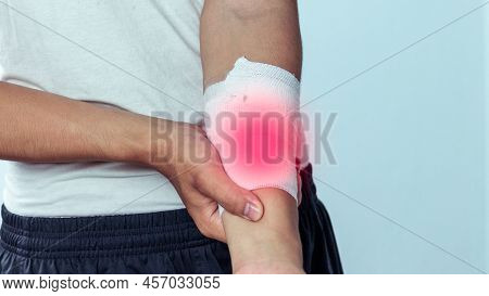 Wounds At The Arm,bandages A Hand Wound Pain Medicine