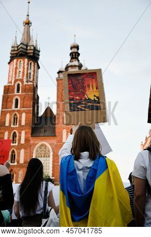 Krakow. Poland. 25.06.2022 International Peace Rally. Ukrainians Ask To Release Defenders From Azovs