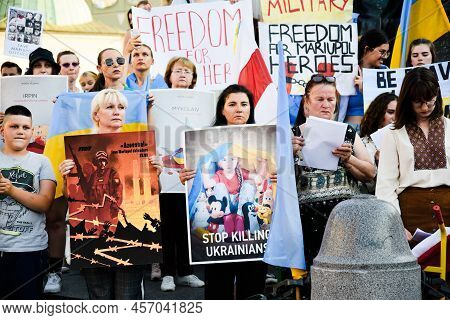 Krakow. Poland. 25.06.2022 International Peace Rally. Ukrainians Ask To Release Defenders From Azovs