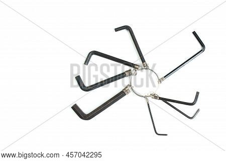 Hex Key On White Background. Tools. Top View.