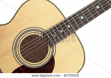 Gitaar Soundhole, Bridge en toets onder de witte achtergrond