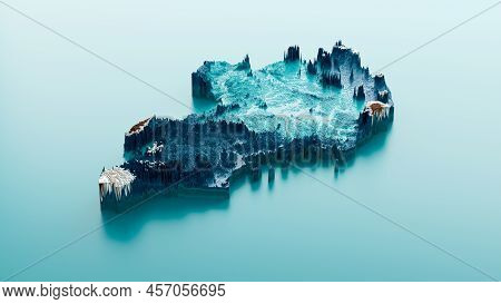 Topographic Uganda Map Hypsometric Uganda Elevation Tint Spectral Shaded Relief Map 3d Illustration