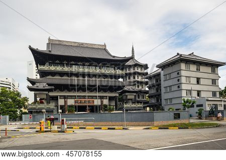 Singapore - 21 February, 2020: Panoramic View Of The Street In Geylang District Of Singapore