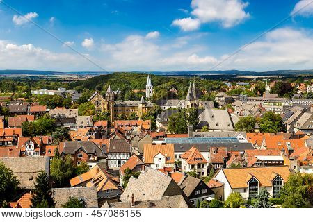Panoramic Aerial View Of Goslar In A Beautiful Summer Day, Germany