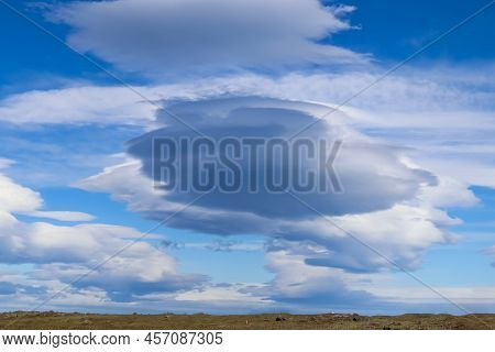 Spectacular Ufo Clouds In The Sky Over Iceland - Altocumulus Lenticularis.