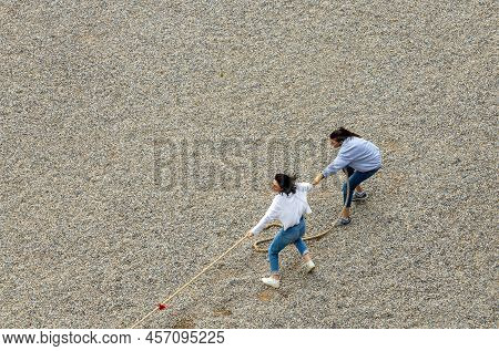 Limerick, Ireland - June 4, 2022: Tourists And Locals In The Courtyard Of King John's Castle In Lime