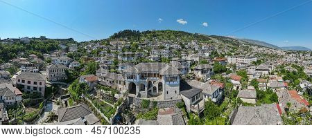Drone View At The Town Of Gjirokastra On Albania