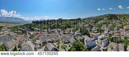 Drone View At The Town Of Gjirokastra On Albania
