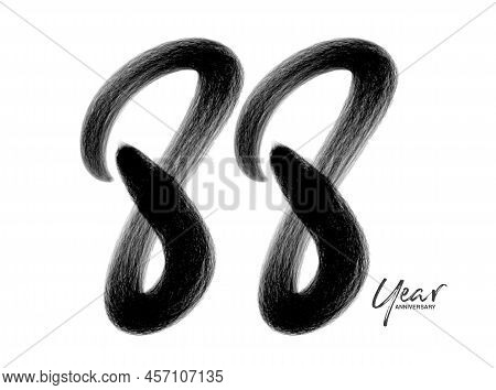 88 Years Anniversary Celebration Vector Template, 88 Years  Logo Design, 88th Birthday, Black Letter