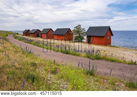 Fishing Huts On Shore Of The Baltic Sea On The Island 