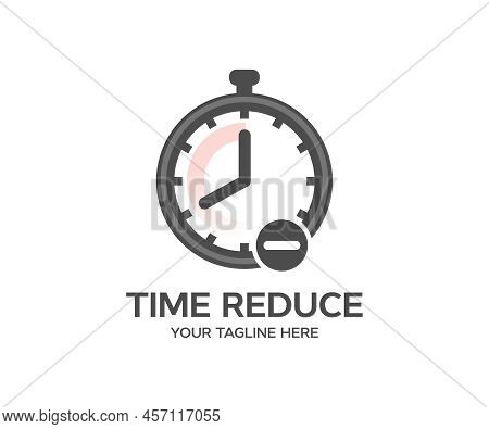 Time Reduce, Stopwatch Cross Logo Design. Remove Time, Time Saving Vector Design And Illustration.