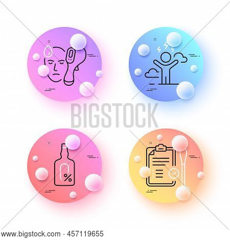 Electronic Thermometer, Nasal Test And Difficult Stress Minimal Line Icons. 3d Spheres Or Balls Butt