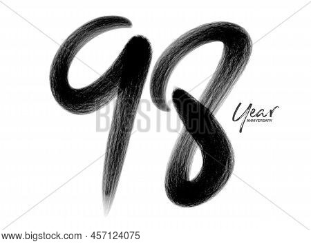 98 Years Anniversary Celebration Vector Template, 98 Years  Logo Design, 98th Birthday, Black Letter