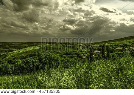 Spring Rainy Days Covered The Fields And Gardens Located In The Kotayk Region Of Armenia At The Foot
