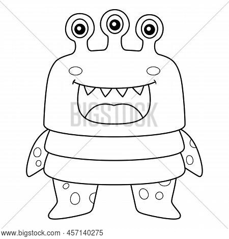 A Cute And Funny Coloring Page Of A Monster With Three-eyed. Provides Hours Of Coloring Fun For Chil