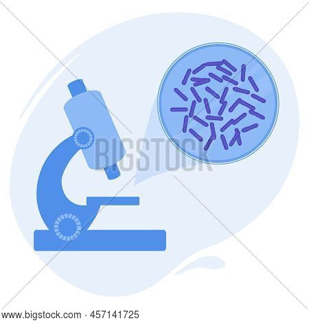 Microscope With Bacilli Bacteria Cell Diagram Icon