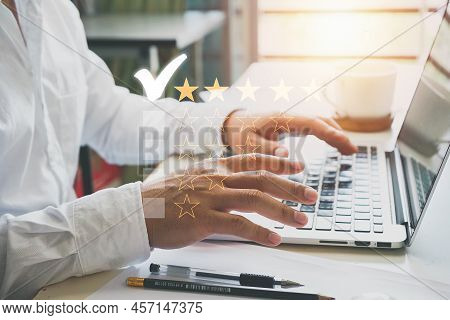 Customer Service And Satisfaction Concept, Customer Service Experience And Business Satisfaction Sur