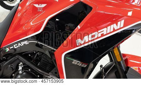 Bordeaux , Aquitaine  France - 06 25 2022 : Moto Morini X-cape Motorcycle New Modern Italian Maker O